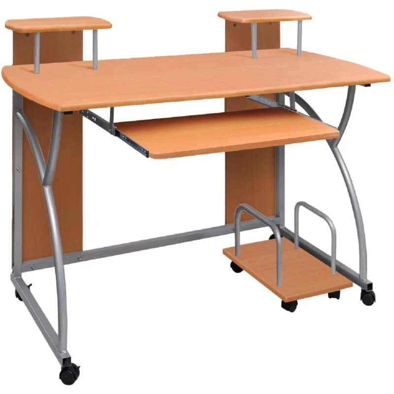 Image of Vidaxl Computer Desk Brown 110X52X88.5cm Engineered Wood, Brown 20583
