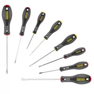 Image of Stanley Fatmax 8 Piece Precision Slotted Screwdriver Set Black
