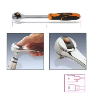 Image of Beta Tools 920/55LC 1/2" Sq Drive Locking Reversible 72 Teeth Ratchet 009200896