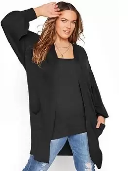 Image of Yours Balloon Sleeve Fine Gauge Cardigan - Black, Size 18-20, Women