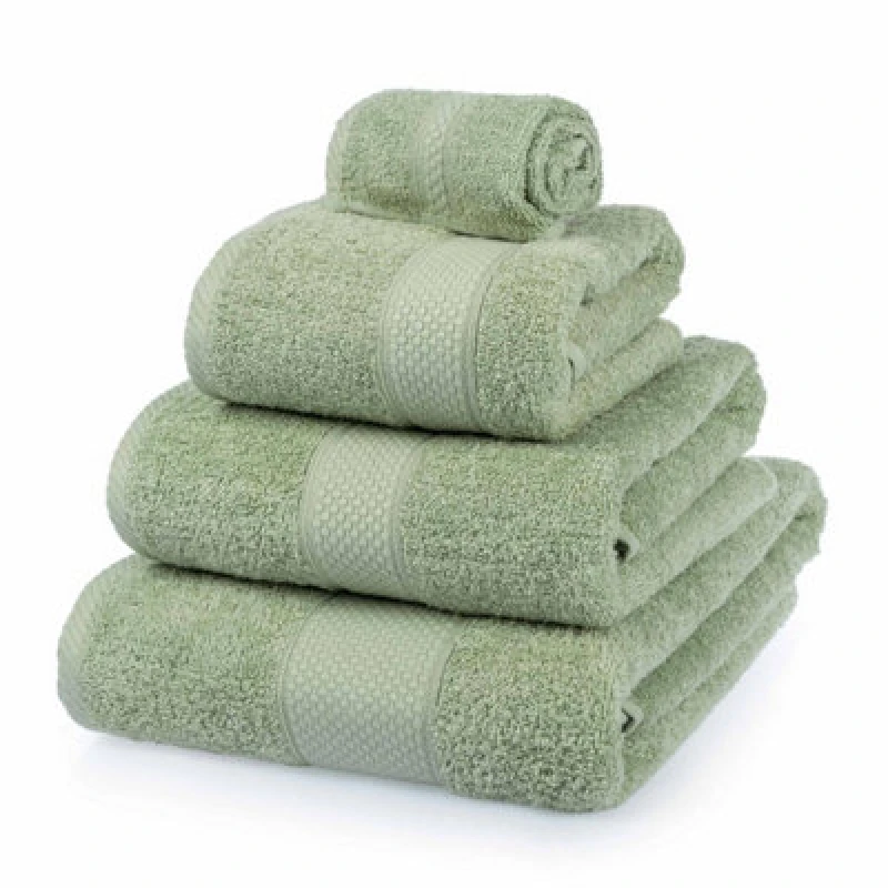 Image of Homescapes Turkish Cotton Bath Towels Set Pale Green