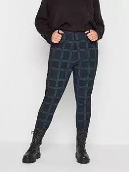 Image of Yours Check Bengaline Trouser - Blue Size 18, Women