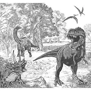 Image of Dinosaur Sketch Wall Mural 3m x 2.8m