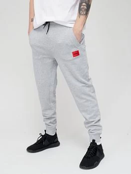 Image of HUGO Doak Red Parch Logo Joggers - Dark Grey, Size L, Men