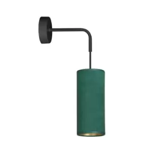 Image of Bente Black Wall Lamp with Shade with Green Fabric Shades, 1x E14