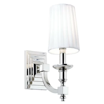 Image of Endon Collection Lighting - Endon Domina - 1 Light Indoor Candle Wall Lamp Nickel with White Pleated Shade, E14