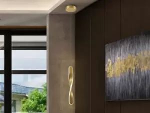 image of Twist Integrated LED Pendant Ceiling Light Brushed Gold 3000K