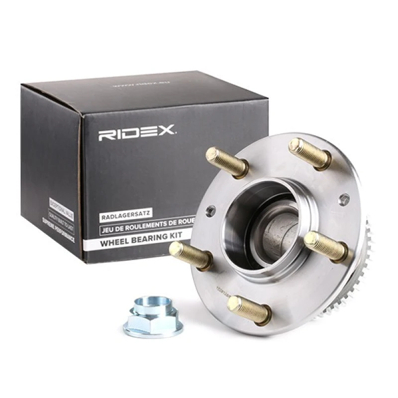 Image of RIDEX 654W0304 Wheel bearing kit Rear Axle, with ABS sensor ring Wheel Bearing Kit (654)