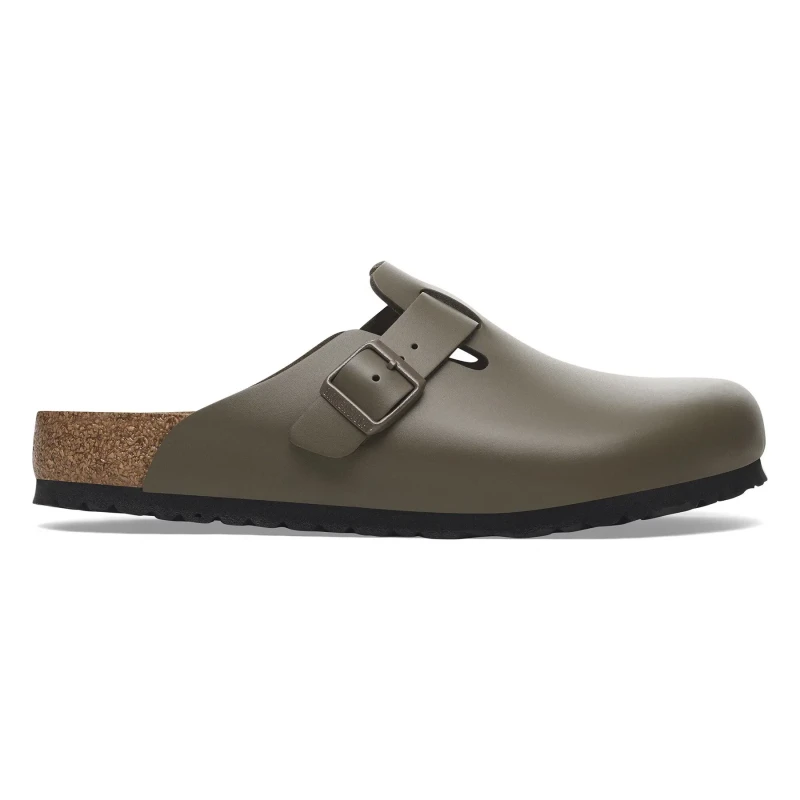 Image of Birkenstock Leather clogs Birkenstock Boston Gris Unisex 36 Etroit