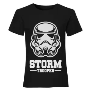Image of Star Wars Girls Stormtrooper Mask T-Shirt (11-12 Years) (Black)