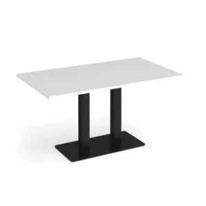 Image of Eros rectangular dining table with flat Black rectangular base and twin uprights 1400mm x 800mm - white