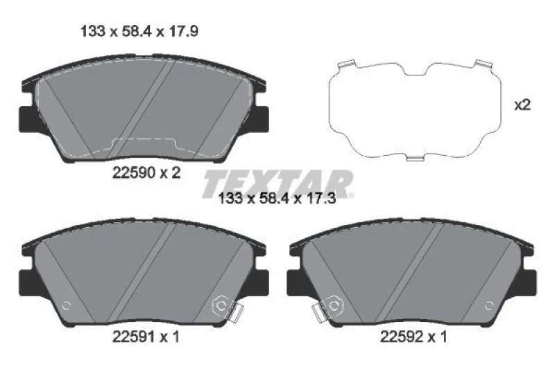 Image of TEXTAR 2259001 Brake pad set Q+ with acoustic wear warning Brake Pad Set,disc brake (402)