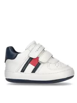 Image of Tommy Hilfiger Baby Flag Low Cut Velcro Shoe - Off White/blue, Off White, Size 1 Younger