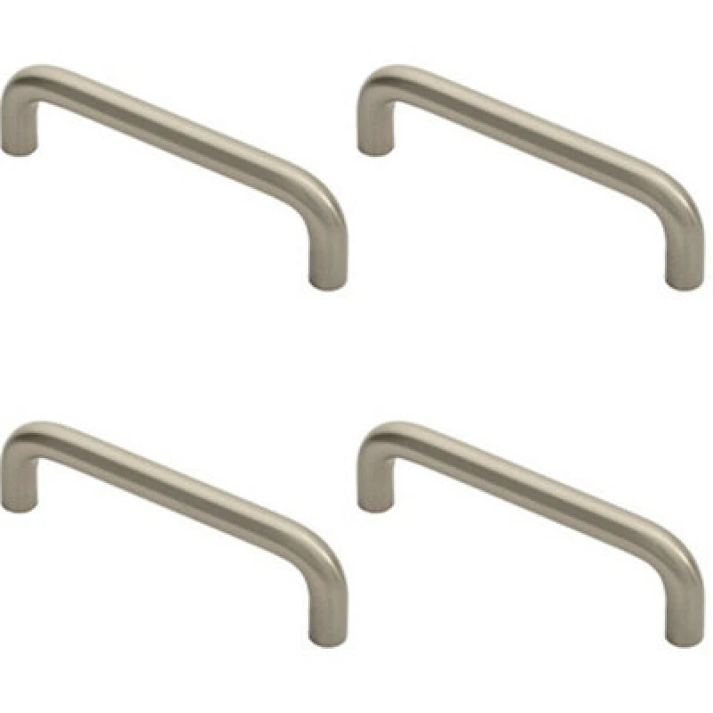 Image of Loops 4x Round D Bar Cabinet Pull Handle 106 x 10mm 96mm Fixing Centres Satin Nickel Metallics unisex