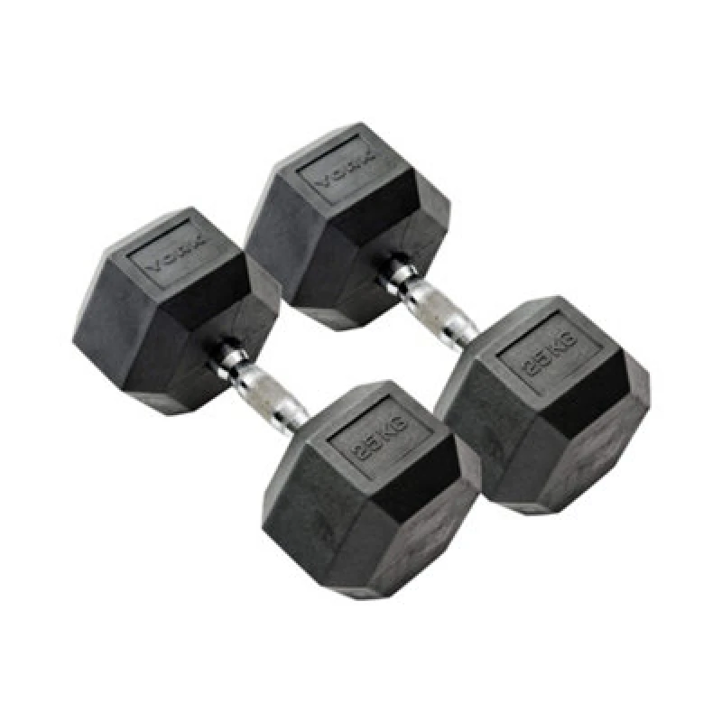 Image of York Rubber Hex Dumbbells 2 x 25kg Black