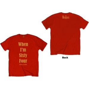 image of The Beatles - When I'm Sixty Four Unisex Large T-Shirt - Red