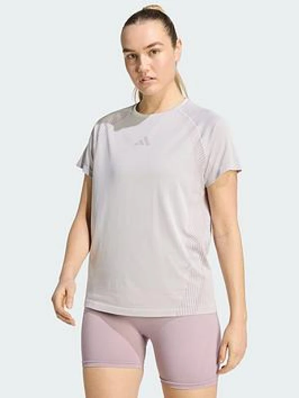 Image of Seamless knit womens T-Shirt adidas Violet Female S