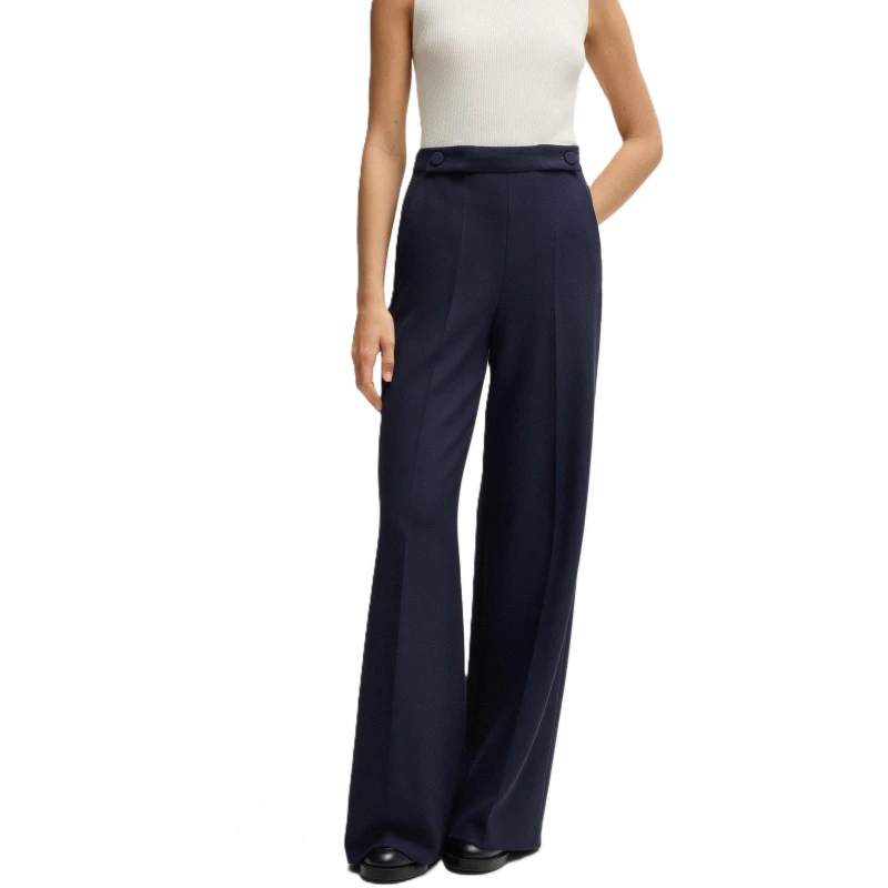 Image of Boss Womens Tupita Straight Leg Trousers Straight Trousers 4 (XXS) Blue 54269818230