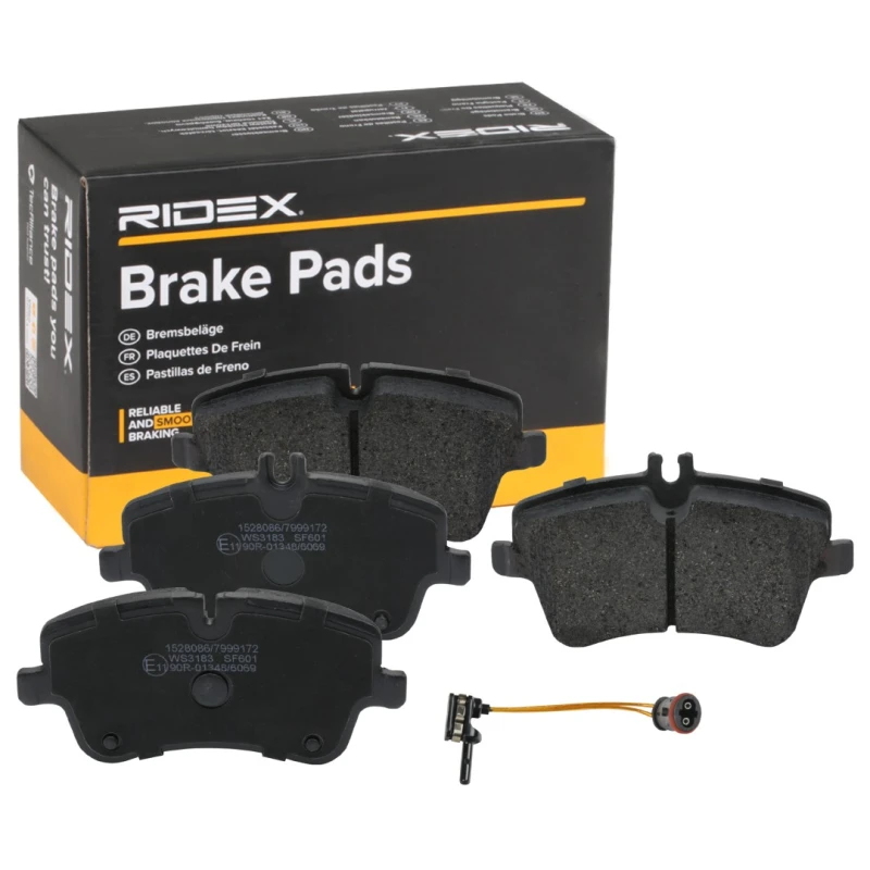 Image of RIDEX 402B1794 Brake pad set Front Axle, incl. wear warning contact, with anti-squeak plate Brake Pad Set,disc brake (402)