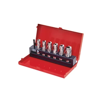 Image of HSS Type Annular Mag Drill Hole Cutter Short - 6 Piece Set in Metal Case
