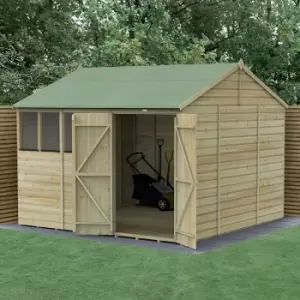 image of 10' x 10' Forest Beckwood 25yr Guarantee Shiplap Pressure Treated Double Door Reverse Apex Wooden Shed (3.21m x 3.01m)