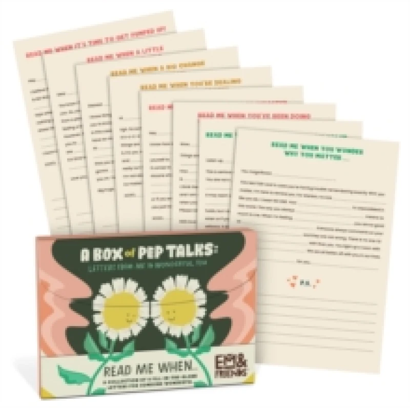 Image of Em & Friends A Box of Pep Talks Fill in the Love Read Me When Letters Postcard book or pack