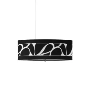 image of Manhattan Linear Pendant Large 3 Light L1, SGU10, Polished Chrome, Frosted Glass With Black Patterned Shade, CFL Lamps INCLUDED