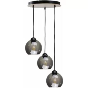 Image of Keter Wood Cluster Pendant Ceiling Light Black, 30cm, 3x E27