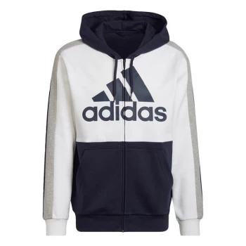 Image of adidas Essentials Colorblock Fleece Full-Zip Hoodie Mens - White / Legend Ink