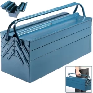 image of Steel Tool Box Blue 530x200x210mm Lockable Tool Case Metal Empty Large Big 5 Pieces Pcs Montage Assembly Division Extendable Compartments Oil