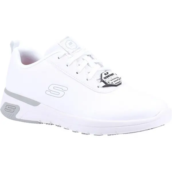 Image of Skechers Womens Marsing Gmina Slip Resistant Leather Shoes UK Size 3 (EU 36) White SKE1498-WHT-3
