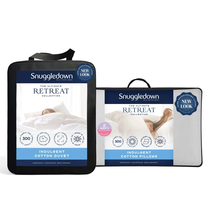 Image of Snuggledown Indulgent Cotton 13.5 Tog Duvet + 2 Soft Pillows - White White King