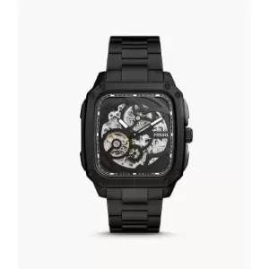 Image of Fossil Mens Inscription Automatic Stainless Steel Watch - Smoke