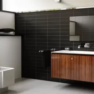 Image of Black Gloss Wall Tile 10 x 20cm - Metro