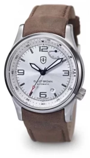 Elliot Brown Mens Tyneham Brown Leather Silver Dial Display Watch