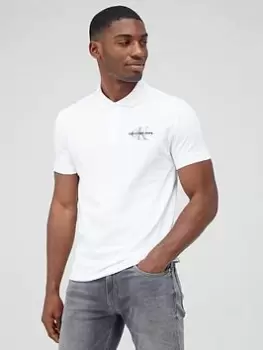Image of Calvin Klein Jeans Monogram Logo Polo Shirt - Bright White