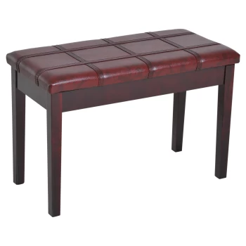 Image of HOMCOM Faux Leather Piano Stool Keyboard Double Duet Bench Seat with Storage 75L x 35W x 49H (cm) - Wine Red
