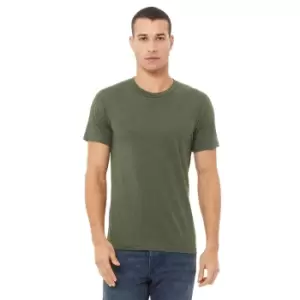 image of Canvas Mens Triblend Crew Neck Plain Short Sleeve T-Shirt (XS) (Military Green Triblend)