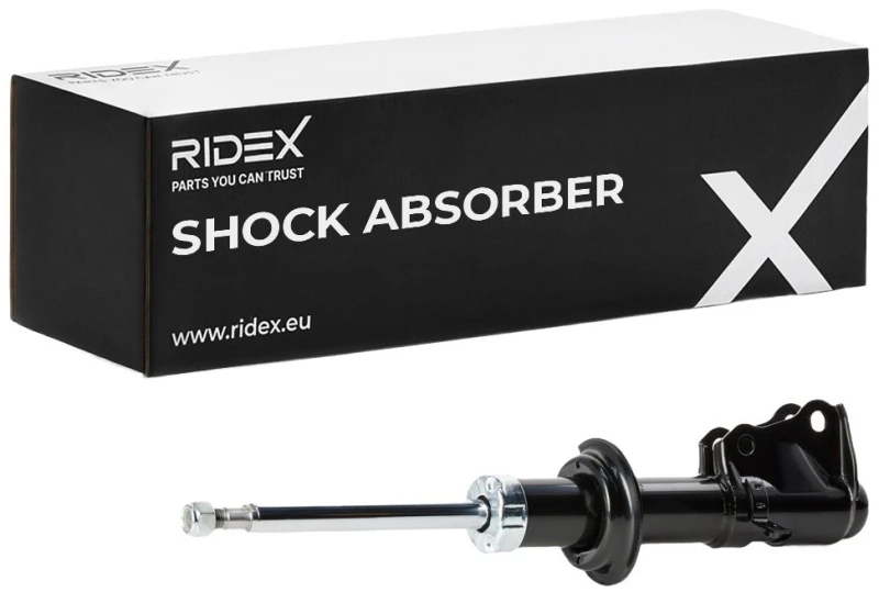 Image of RIDEX 854S1244 Shock absorber Front Axle Left, Gas Pressure, Twin-Tube, Suspension Strut, Bottom Clamp Shock Absorber (854)