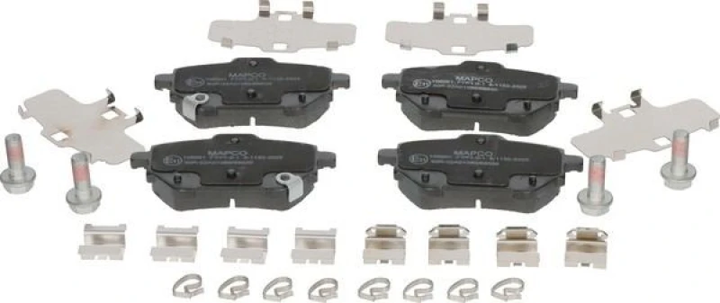 Image of MAPCO 106001 Brake pad set Rear Axle, with acoustic wear warning, with accessories, with anti-squeak plate Brake Pad Set,disc brake (402)