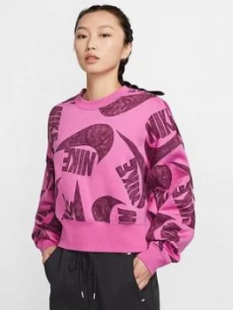 image of Nike NSW Icon Clash Sweatshirt - Fuchsia , Fuchsia, Size 2XL, Women