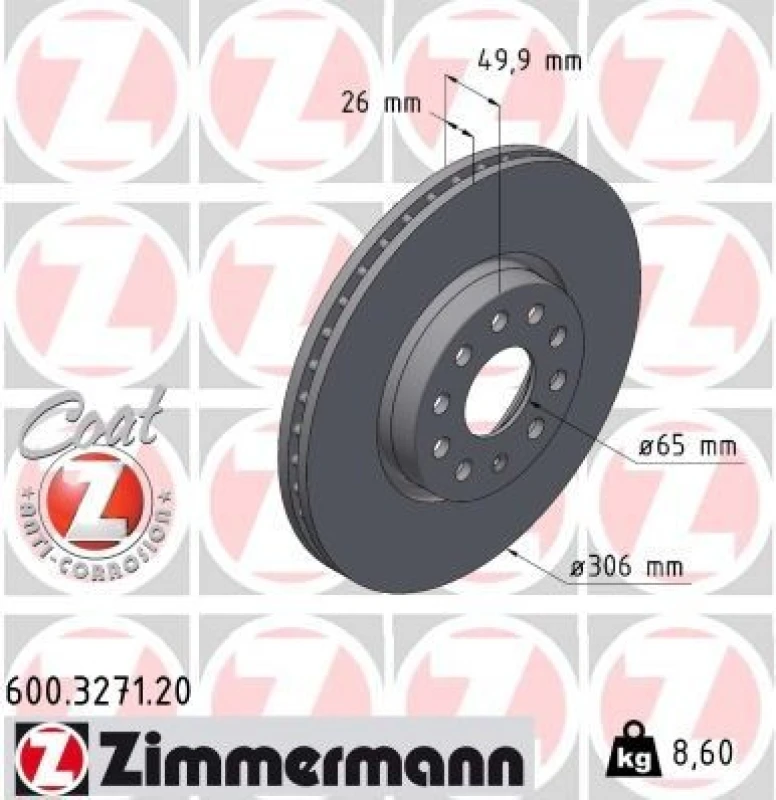 Image of ZIMMERMANN Brake disc ZIMMERMANN 600.3271.20