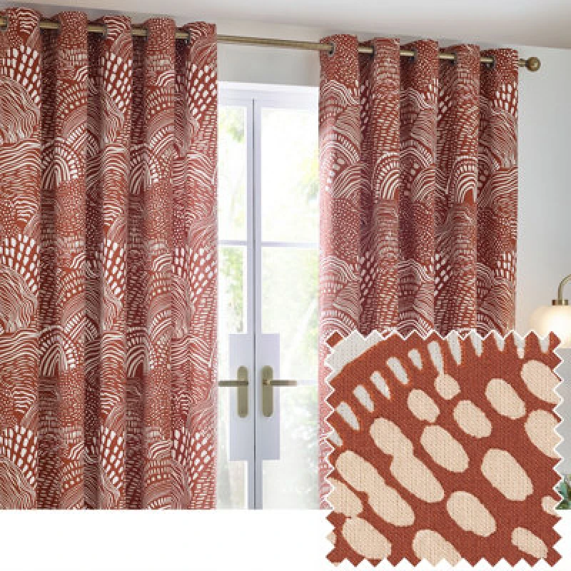 Image of Nola Abstract Curtains Chestnut, Chestnut / 229 x 229cm