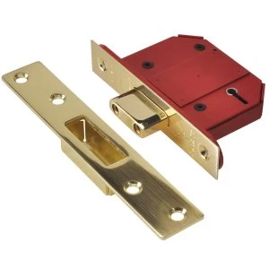 Union StrongBOLT 2100S BS 5 Lever Mortice Deadlock 68mm 2.5" Satin Brass Box