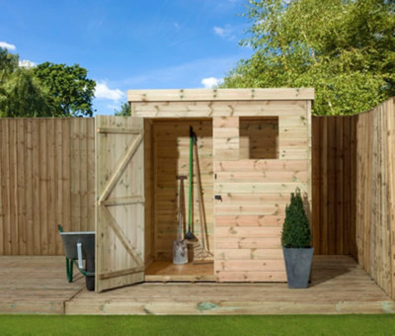 Image of Empire Sheds Empire 1500 Pent 5X3 Pressure Treated Tongue And Groove Wooden Garden Shed Door Left (5' X 3' / 5ft X 3ft) (5X3)