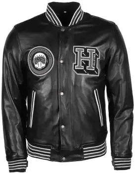 image of Helstons College Motorcycle Leather Jacket, black, Size L, black, Size L