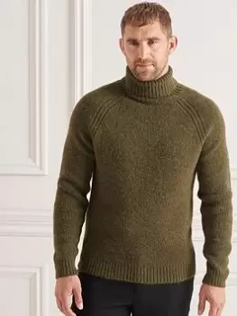 Image of Superdry Studios Chunky Roll Neck, Moss Size M Men