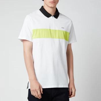 Image of Armani Exchange Neon Stripe Polo Shirt White Size 2XL Men