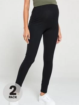 Image of Mama-Licious 2 Pack Maternity Leggings - Black, Size XL, 14, Women