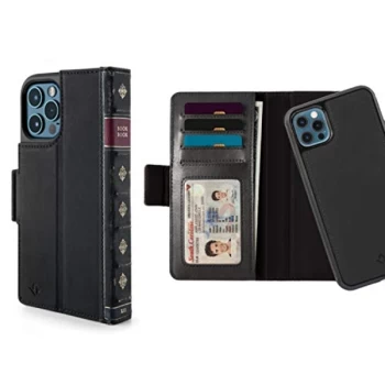 image of Twelve South BookBook for iPhone 12 and 12 Pro 3-in-1 Leather Wallet Case with Display Stand and Removable Magnetic Shell...